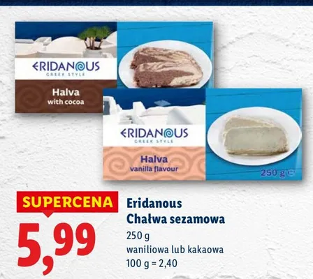 Chałwa sezamowa Eridanous waniliowa promocja w Lidl