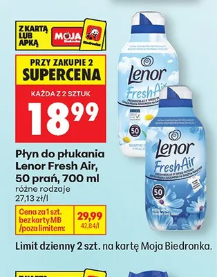 Płyn do płukania Lenor Fresh Air Sensitive 700ml promocja w Biedronka