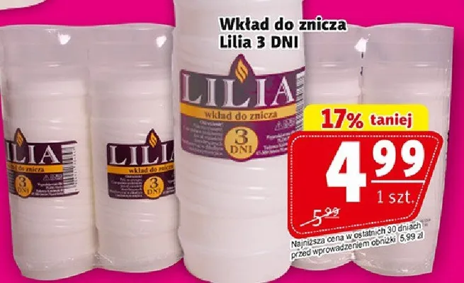 Wkład do znicza Lilia 3 dni promocja w Prim Market
