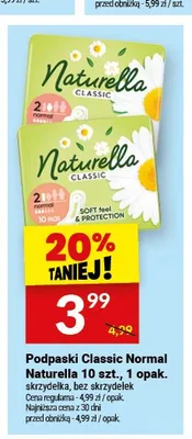 Podpaski Classic Normal Naturella ze skrzydełkami promocja w Twój Market