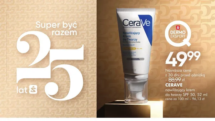 Nawilżający krem do twarzy SPF 50 CeraVe promocja w Super-Pharm