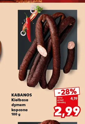 Kiełbasa dymem kopcona Kabanos promocja w Kaufland
