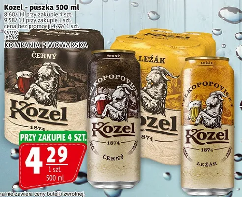 Piwo Kozel Ležák puszka promocja w Prim Market