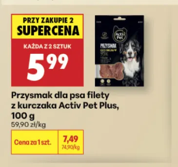 Przysmak dla psa filety z kurczaka Activ Pet Plus promocja w Biedronka