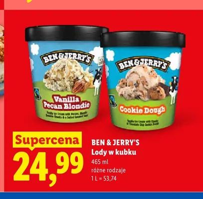 Lody w kubku Ben & Jerry's Cookie Dough promocja w Lidl