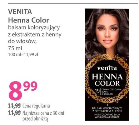 Balsam koloryzujący VENITA Henna Color z ekstraktem z henny do włosów promocja w Hebe