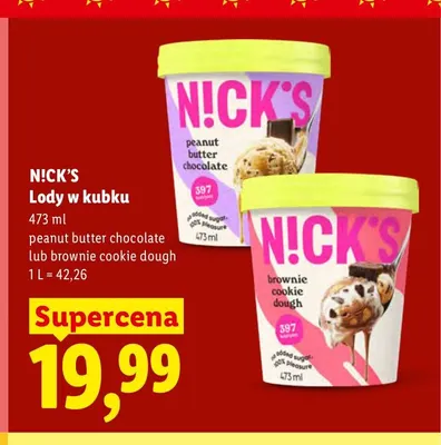Lody w kubku N!CK'S peanut butter chocolate promocja w Lidl