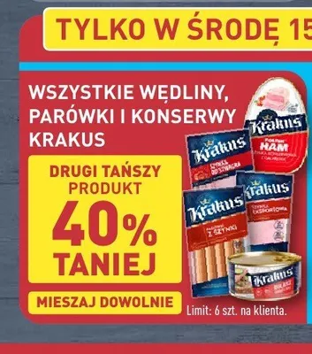 Wędliny, parówki i konserwy Krakus promocja w Aldi