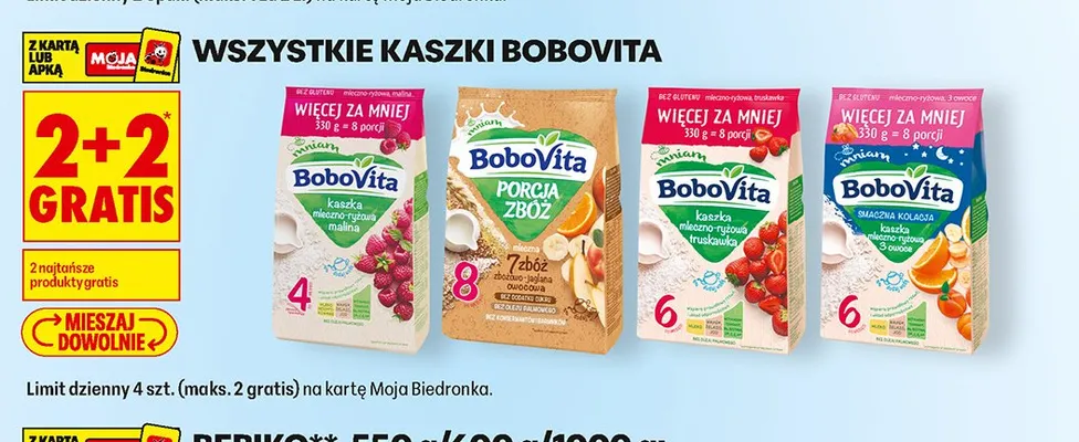 Kaszka mleczno-ryżowa truskawka BoboVita promocja w Biedronka