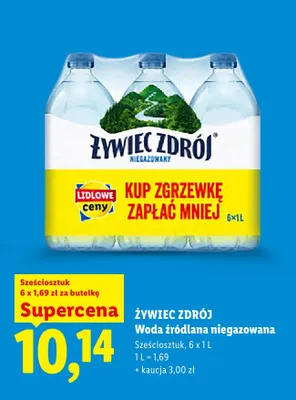 Woda źródlana niegazowana Żywiec Zdrój 6-pak 1 l promocja w Lidl