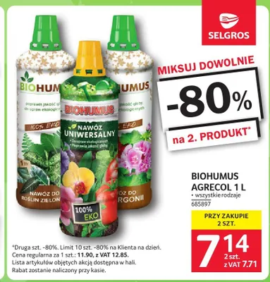 Nawóz Biohumus Agrecol promocja w Selgros