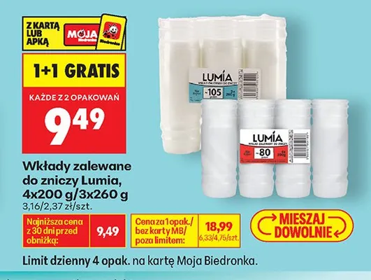 Wkłady zalewane do zniczy Lumia 3-pak promocja w Biedronka