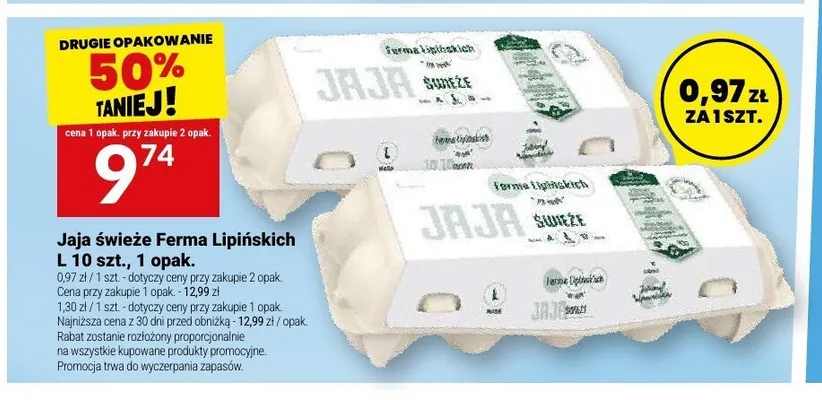 Jaja świeże Ferma Lipińskich L 10-pak promocja w Twój Market