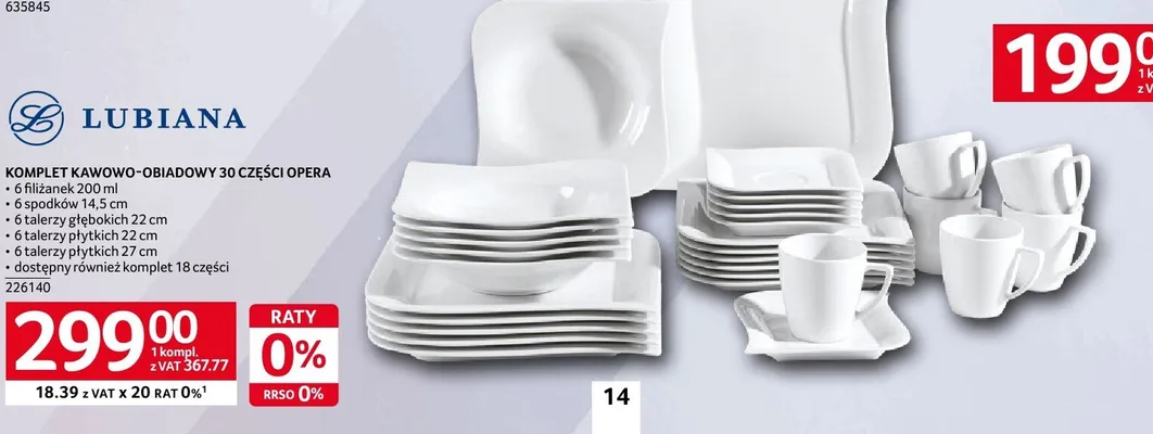 KOMPLET KAWOWO-OBIADOWY 30 CZĘŚCI OPERA promocja w Selgros