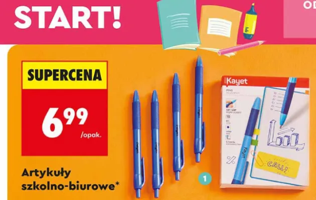 Długopisy automatyczne z niebieskim tuszem, 10 szt. promocja w Biedronka