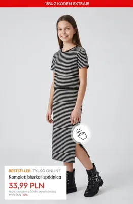 Komplet bluzka i spódnica promocja w Sinsay