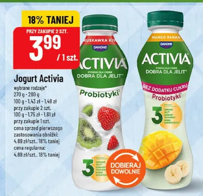 Jogurt Activia mango banan wybrane rodzaje promocja w POLOmarket