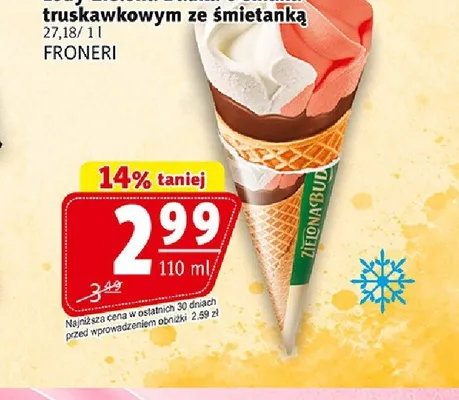 Lody Zielona Budka o smaku truskawkowym ze śmietanką promocja w Prim Market