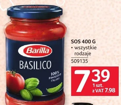 Sos Barilla Basilico 400 g promocja w Selgros