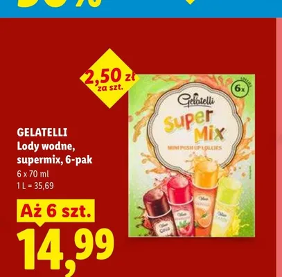 Lody wodne Gelatelli Super Mix 6-pak promocja w Lidl
