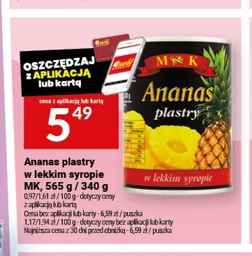Ananas plastry w lekkim syropie MK promocja w Twój Market
