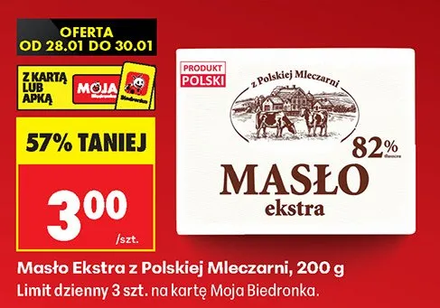 Masło Ekstra z Polskiej Mleczarni promocja w Biedronka