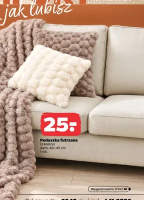 Poduszka futrzana 40x45 cm promocja w Netto