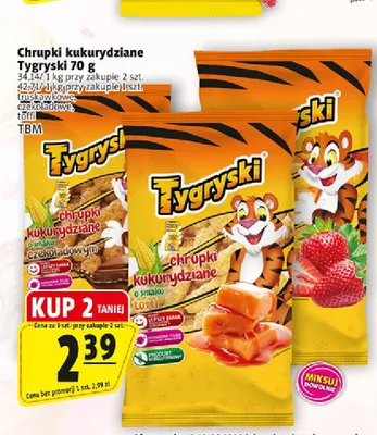 Chrupki kukurydziane Tygryski o smaku czekoladowym promocja w Prim Market