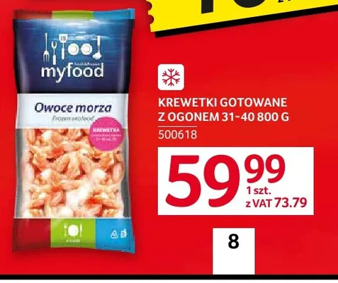 Krewetki gotowane z ogonem 31-40 myfood promocja w Selgros