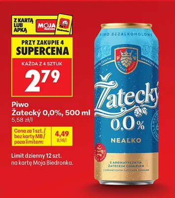 Piwo bezalkoholowe Žatecký promocja w Biedronka