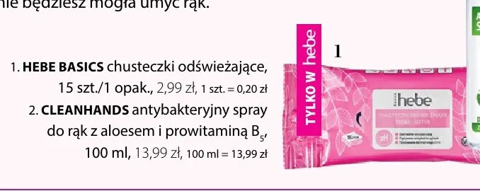 Chusteczki odświeżające Hebe Basics promocja w Hebe