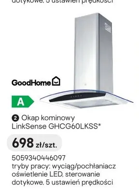 Okap kominowy GoodHome LinkSense GHCG60LKSS promocja w Castorama