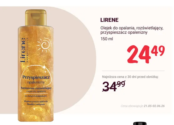 Olejek do opalania rozświetlający przyspieszacz opalenizny Lirene promocja w Rossmann