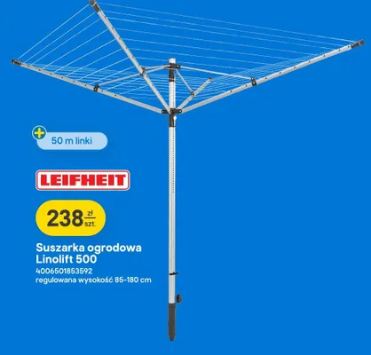 Suszarka ogrodowa Linolift 500 regulowana wysokość 85-180cm promocja w Castorama