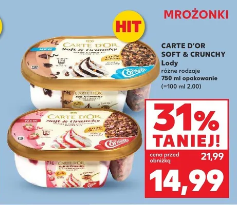Lody Carte D'Or Soft & Crunchy truskawkowe promocja w Kaufland