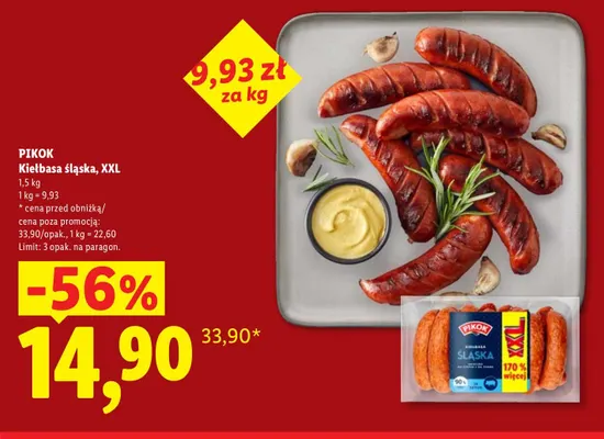 Kiełbasa śląska XXL Pikok promocja w Lidl