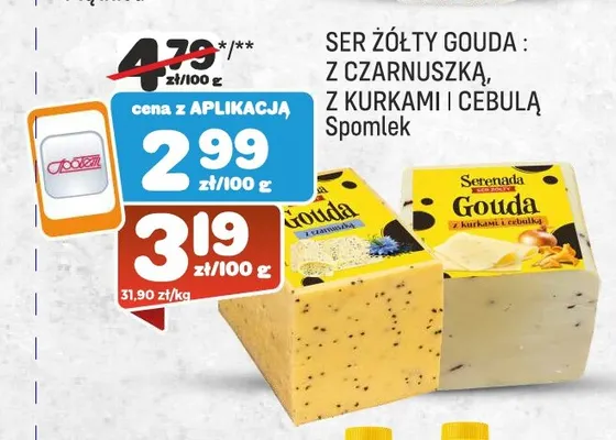 Ser żółty gouda z czarnuszką Serenada promocja w Społem Praga
