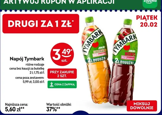 Napój Tymbark różne rodzaje promocja w Żabka