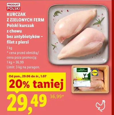 Filet z piersi kurczaka z chowu bez antybiotyków Zielonych Ferm promocja w Lidl