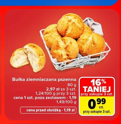 Bułka ziemniaczana pszenna promocja w Carrefour