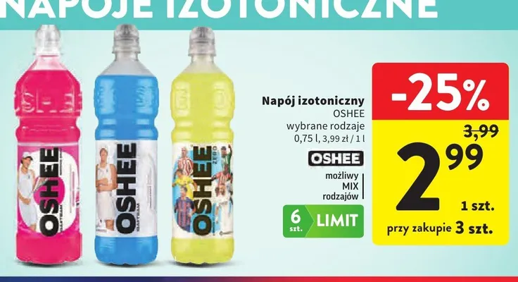 Napój izotoniczny OSHEE żółty promocja w Intermarche