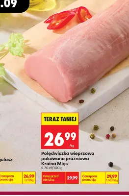 Polędwiczka wieprzowa pakowana próżniowo Kraina Mięs promocja w Biedronka