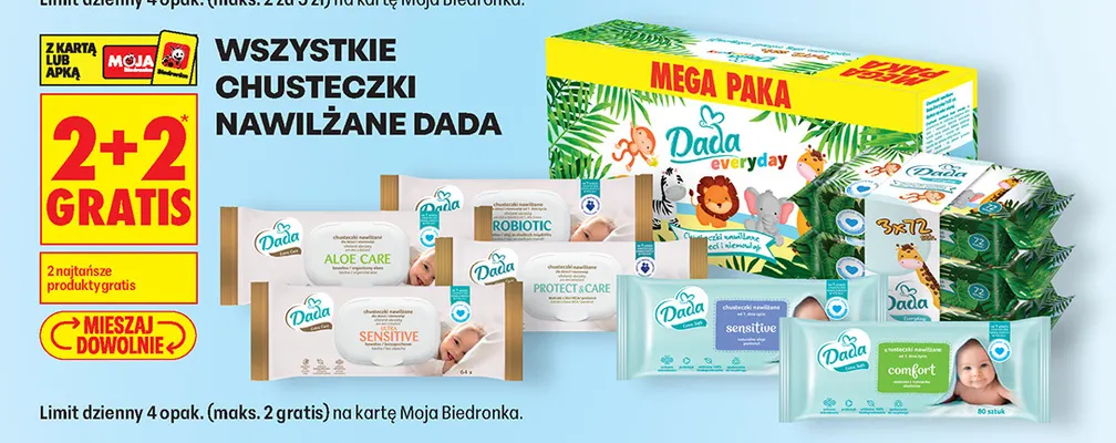 Chusteczki nawilżane Dada promocja w Biedronka
