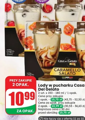 Lody w pucharku Casa Del Gelato Caramello Salato 2-pak 150-180 ml promocja w Dino