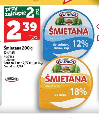 Śmietana Piątnica 18% promocja w TOPAZ