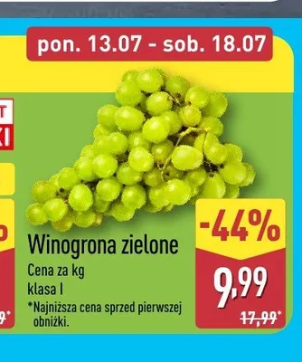 Winogrona zielone promocja w Aldi