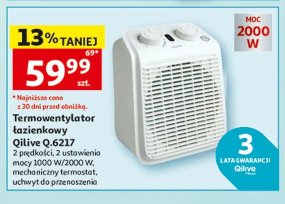 Termowentylator łazienkowy Qilive Q.6217 promocja w Auchan