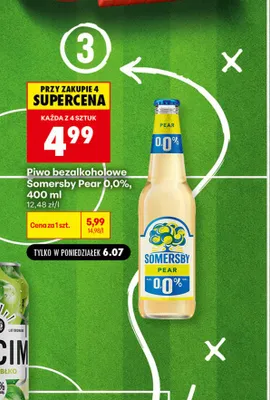 Piwo bezalkoholowe Somersby Pear promocja w Biedronka