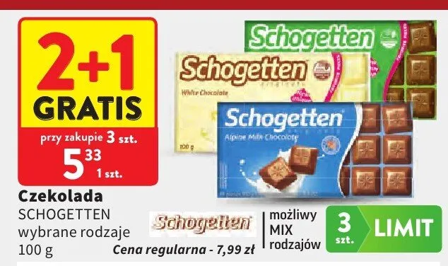 Czekolada Schogetten wybrane rodzaje promocja w Intermarche