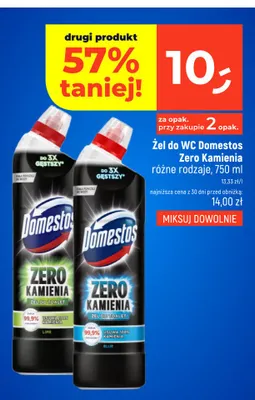 Żel do WC Domestos Zero Kamienia Blue promocja w Dealz
